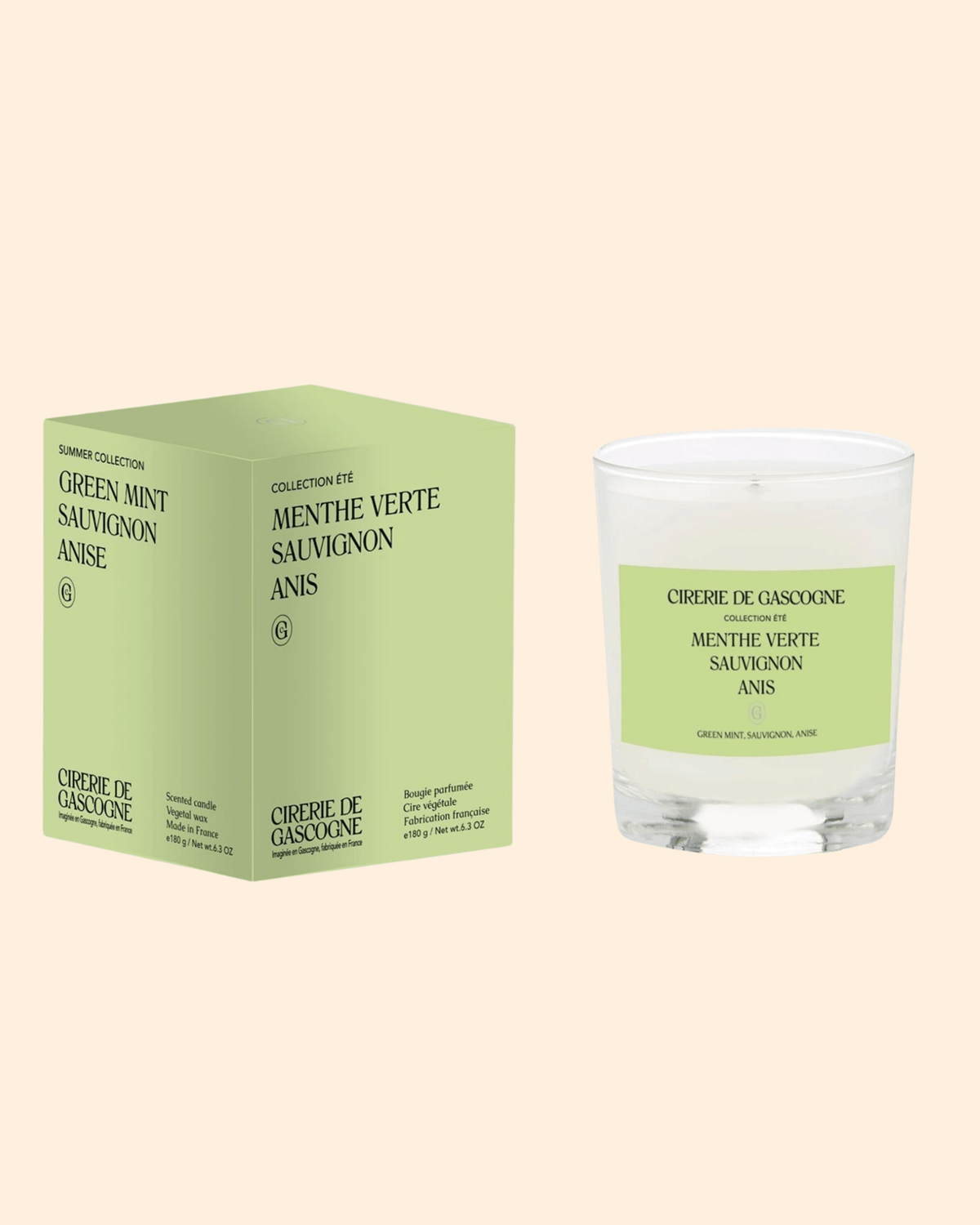 Bougie naturelle parfumée menthe sauvignon anis - cirererie de gascogne