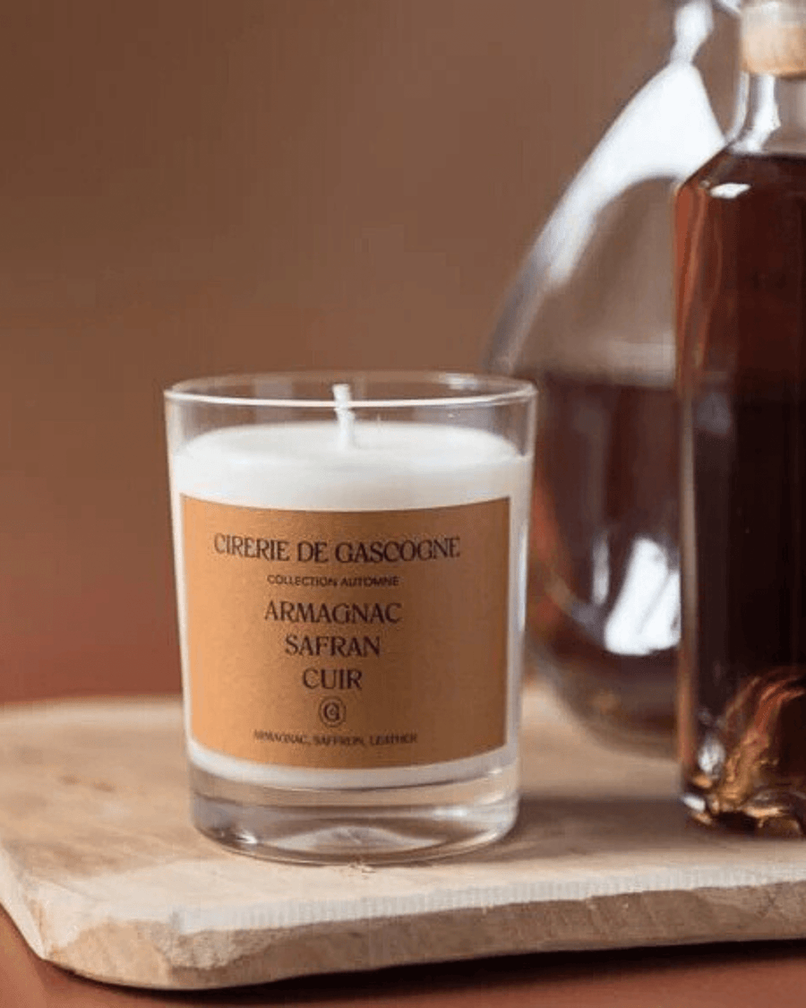 Bougie parfumée naturelle armagnac safran cuir
