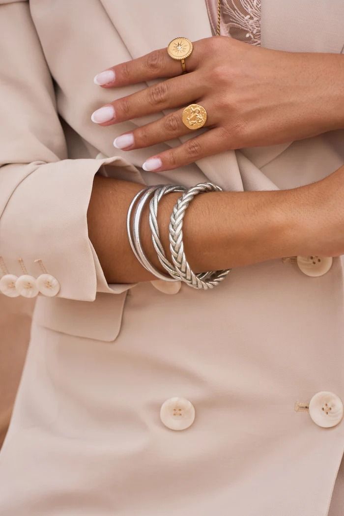 Bracelets bouddhistes lot de 4 argenté