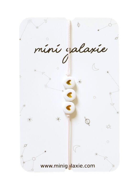Bracelet cordon enfant cœurs dorés - mini galaxie