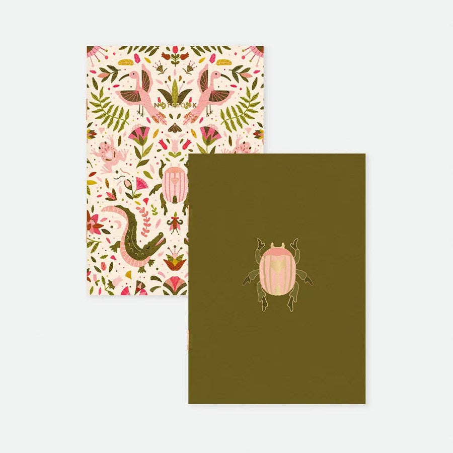 Duo de carnets de poche A6 imprimé Croco rose