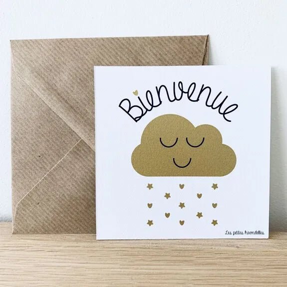Carte & enveloppe "bienvenue" - les petites hirondelles