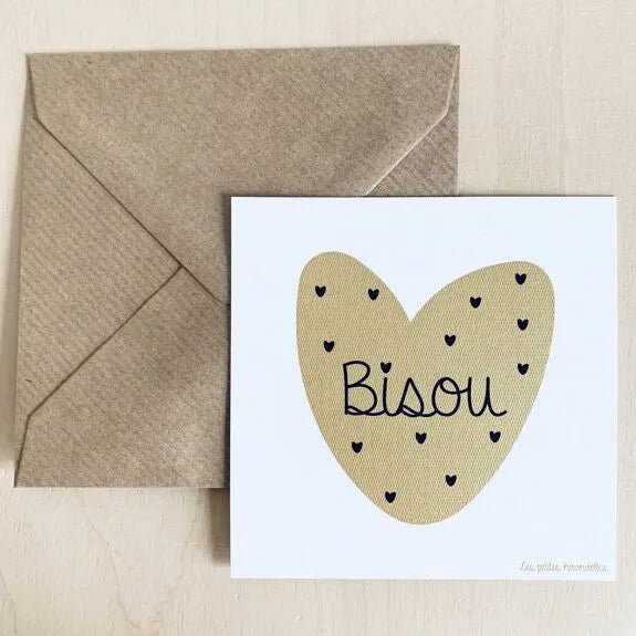 Carte & enveloppe "bisou" - les petites hirondelles