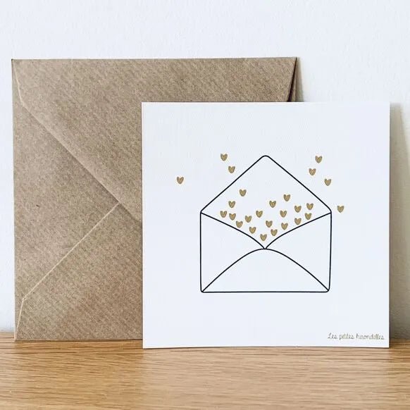 Carte & enveloppe "petits cœurs"