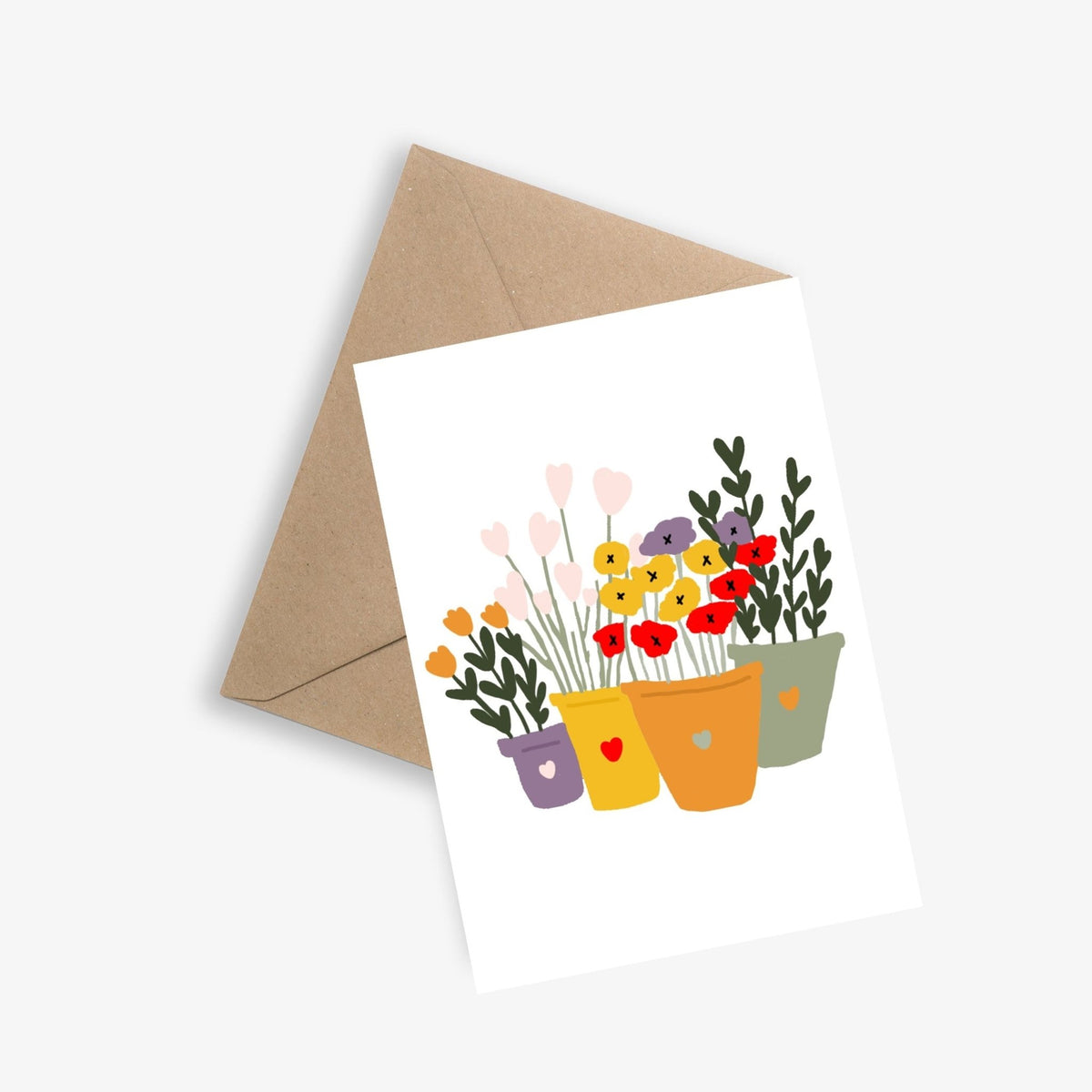 Carte les pots de fleurs - le papier graphique