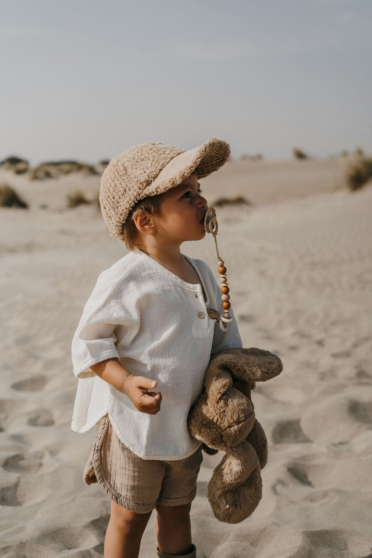 Casquette enfant Love beige - polaire effet bouclette Zakuw