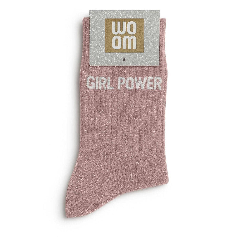Chaussettes à paillettes "Girl Power" - Rose gold