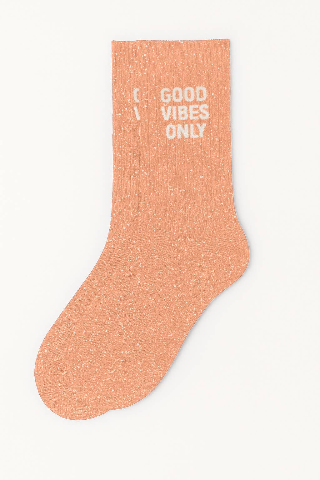 Chaussettes à paillettes "Good Vibes Only" - Peach