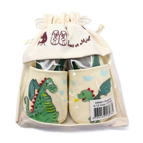 Chaussons enfant cuir souple dragon