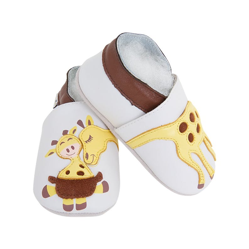 Chaussons enfant cuir souple girafe