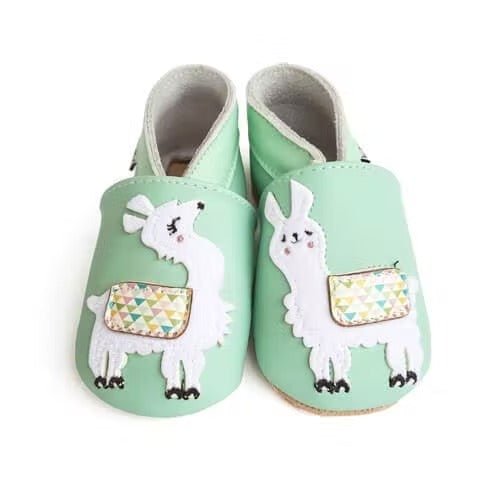 Chaussons enfant cuir souple lamas