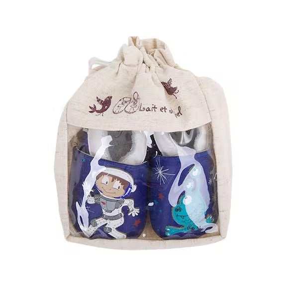 Chaussons enfant cuir souple spationaute
