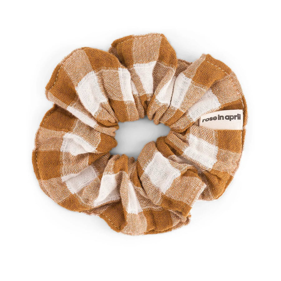 Chouchou cheveux vichy caramel