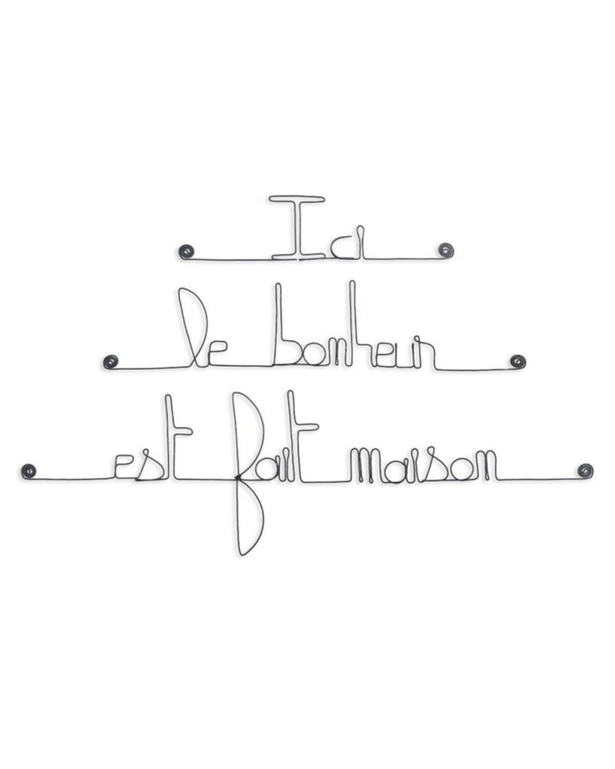 Citation murale en fil de fer "ici le bonheur est fait maison" - bijoux de mur