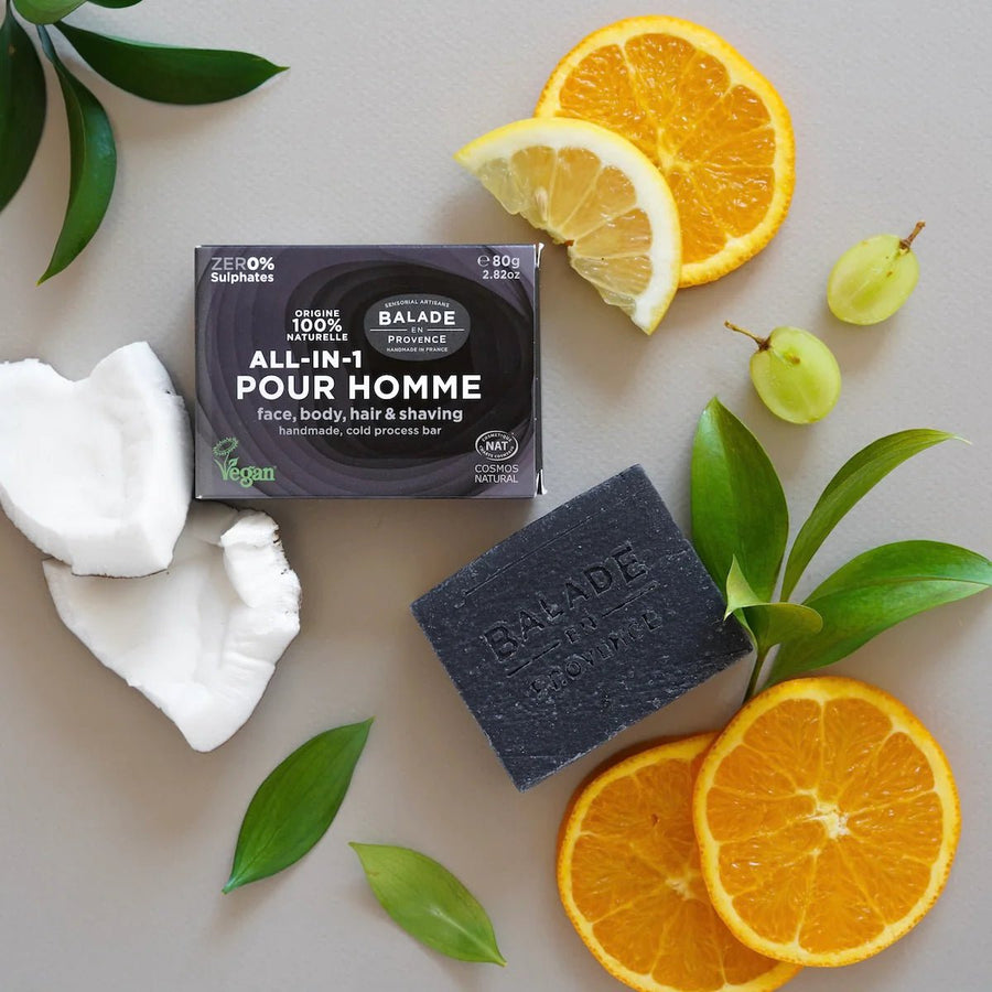 Cosmétique solide bio tout-en-1 pour homme