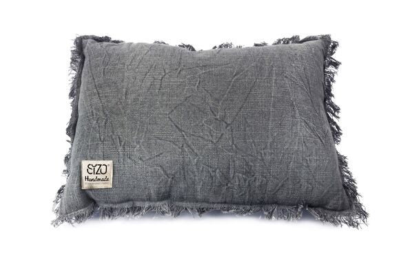 Coussin denim gris 30x45 cm en coton