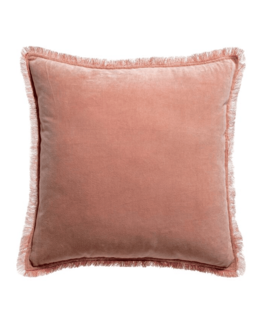 Coussin en velours vieux rose