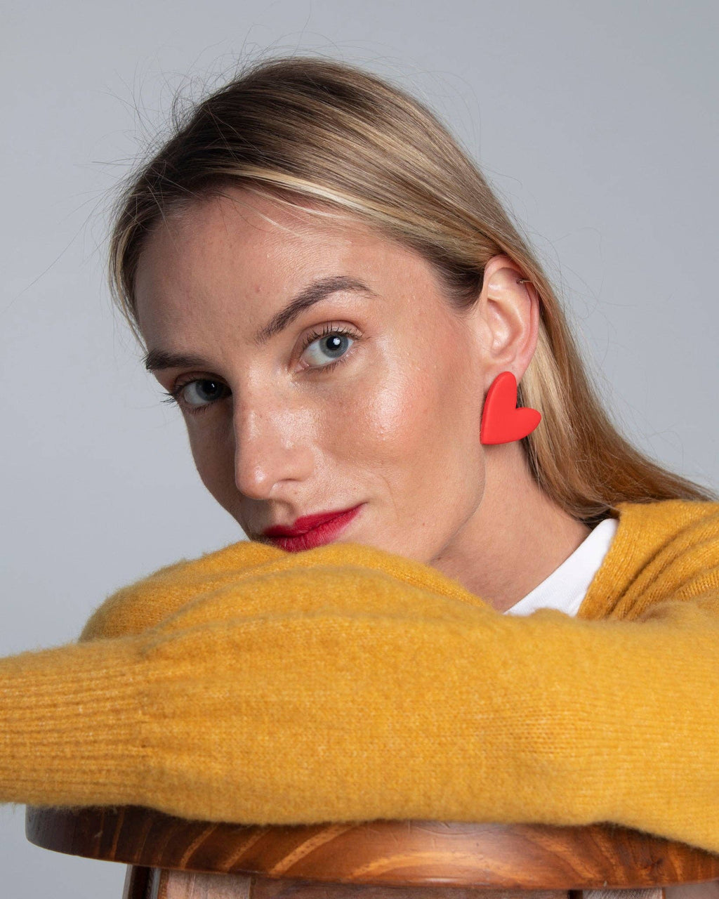 Boucles d’oreilles cœur rouge oversize-Delarosa Studio-