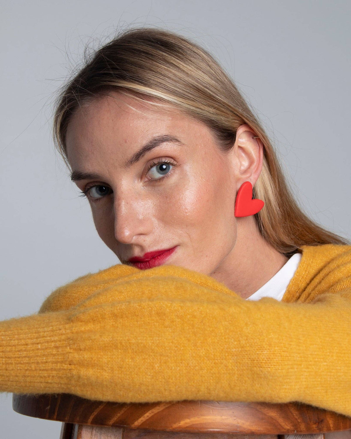 Boucles d’oreilles cœur rouge oversize-Delarosa Studio-
