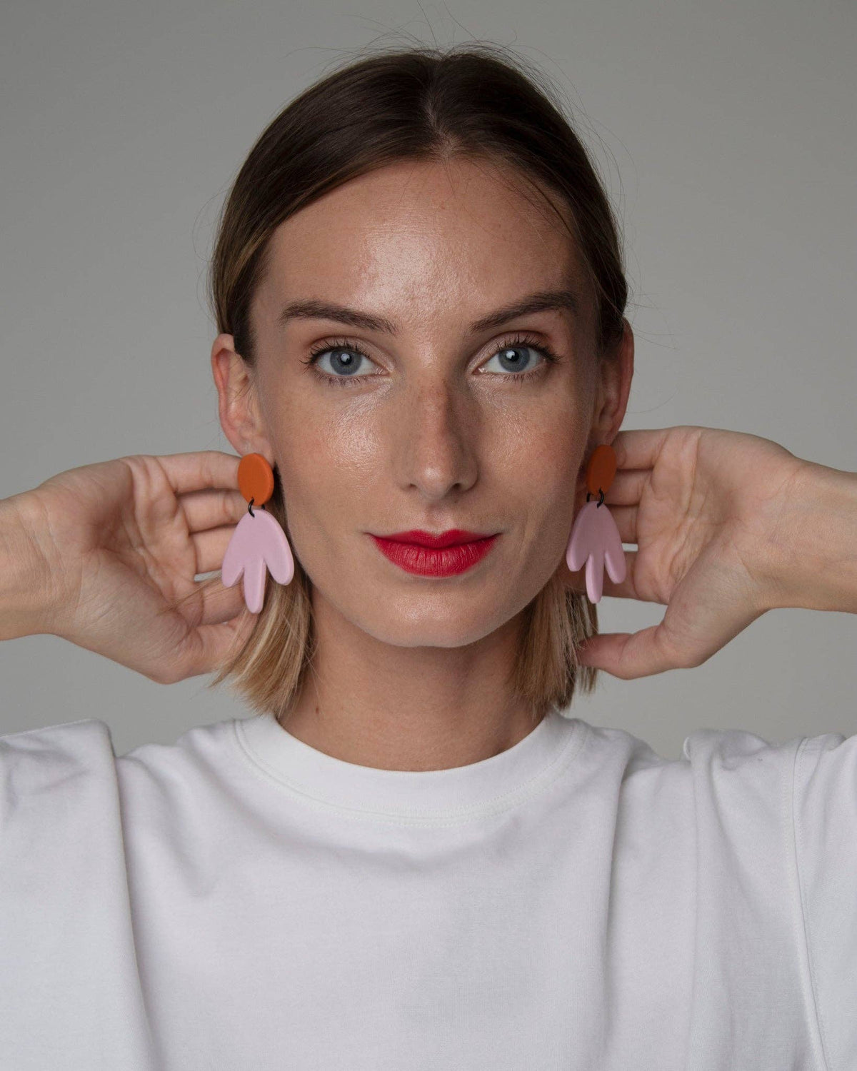 Boucles d’oreilles fleur rose et orange-Delarosa Studio-