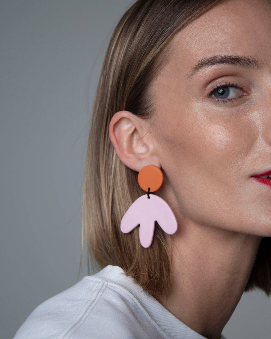 Boucles d’oreilles fleur rose et orange-Delarosa Studio-
