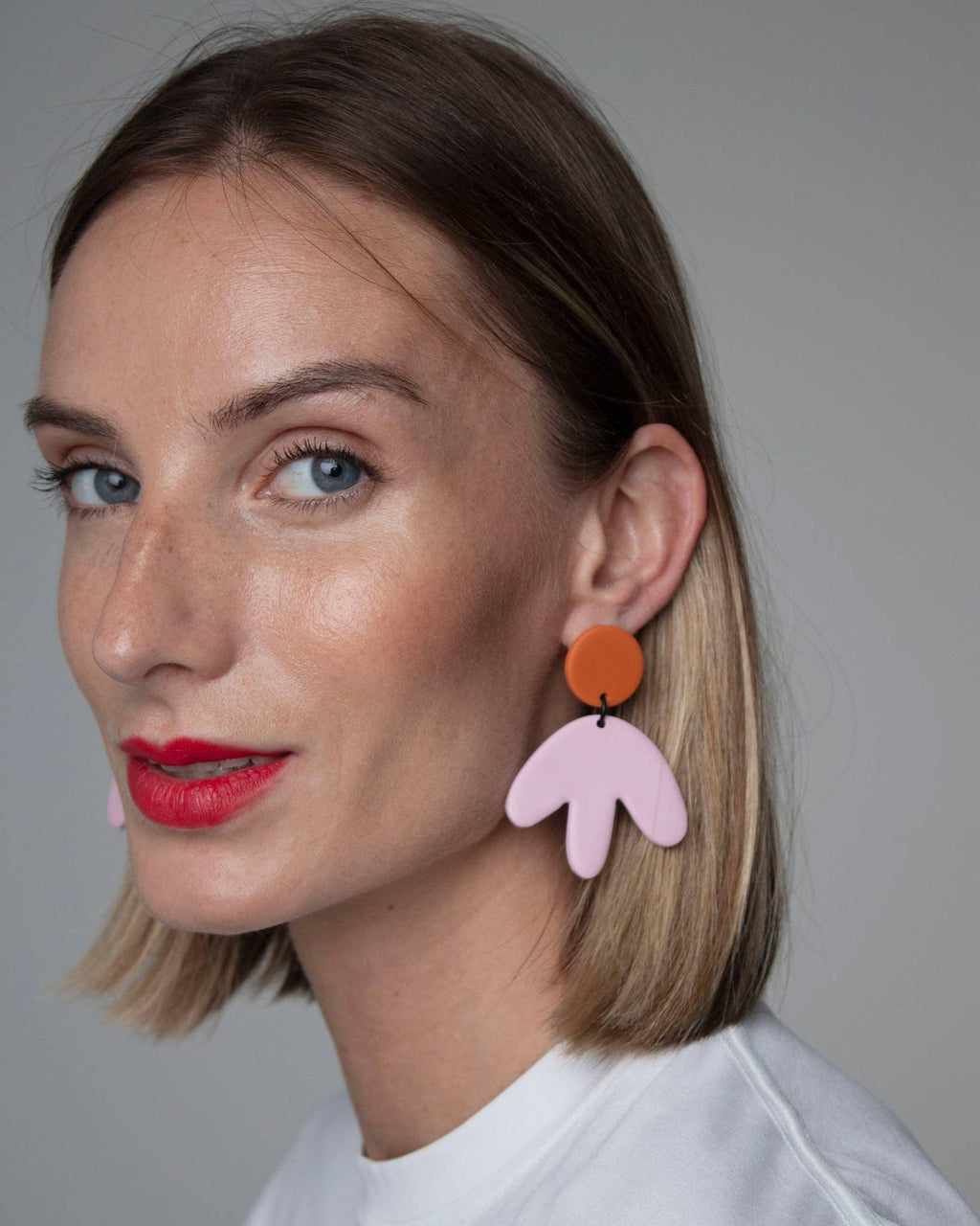 Boucles d’oreilles fleur rose et orange-Delarosa Studio-