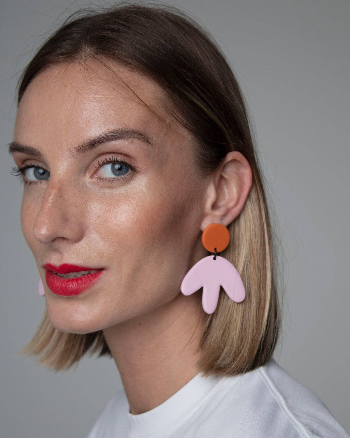 Boucles d’oreilles fleur rose et orange-Delarosa Studio-