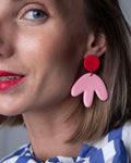 Boucles d’oreilles fleur rose et rouge-Delarosa Studio-