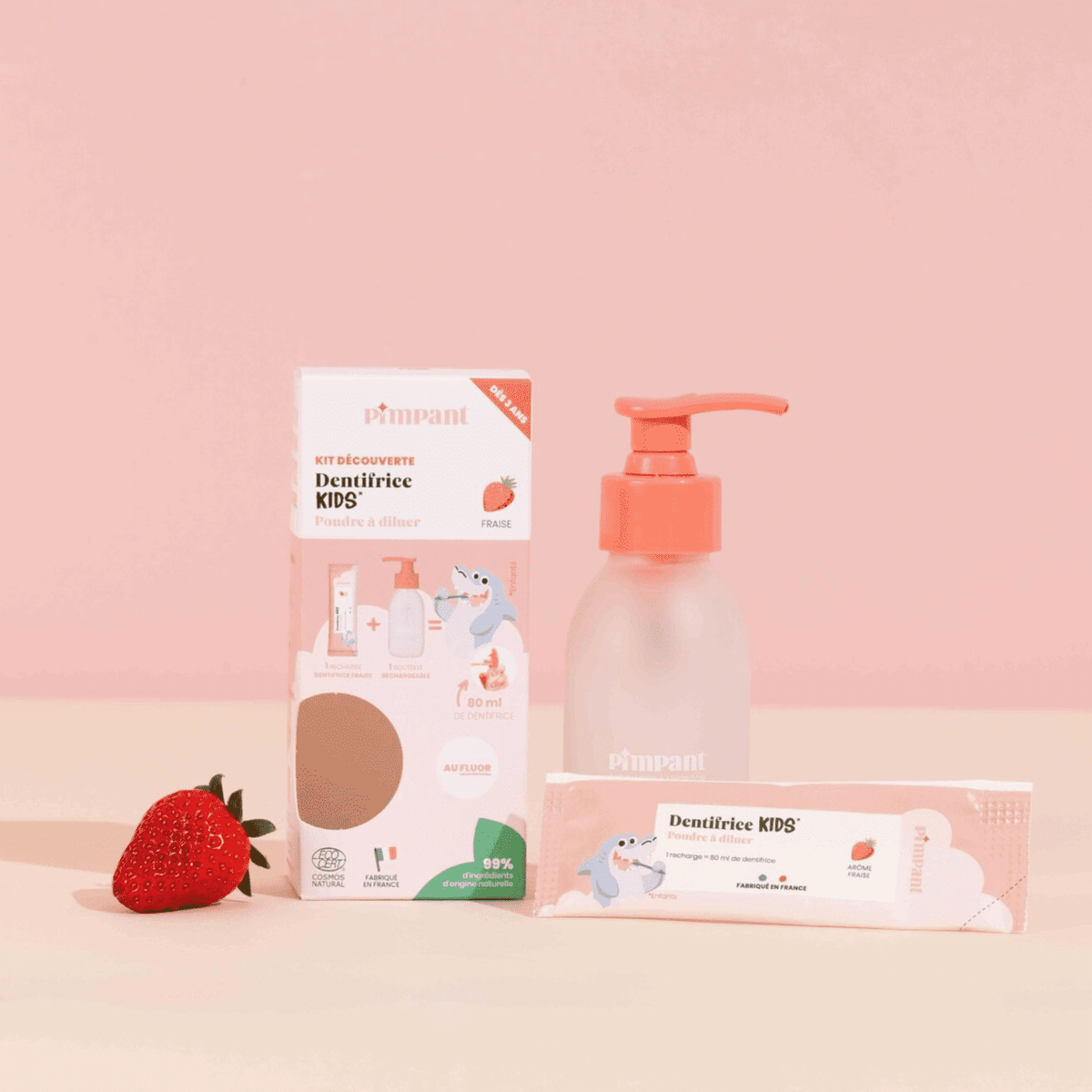 Pimpant - Dentifrice bio enfant | Kit découverte Fraise