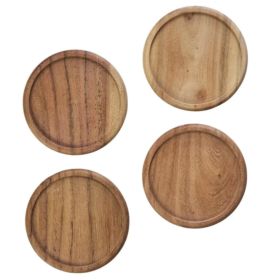 Dessous de verre ronds en bois d’acacia naturel