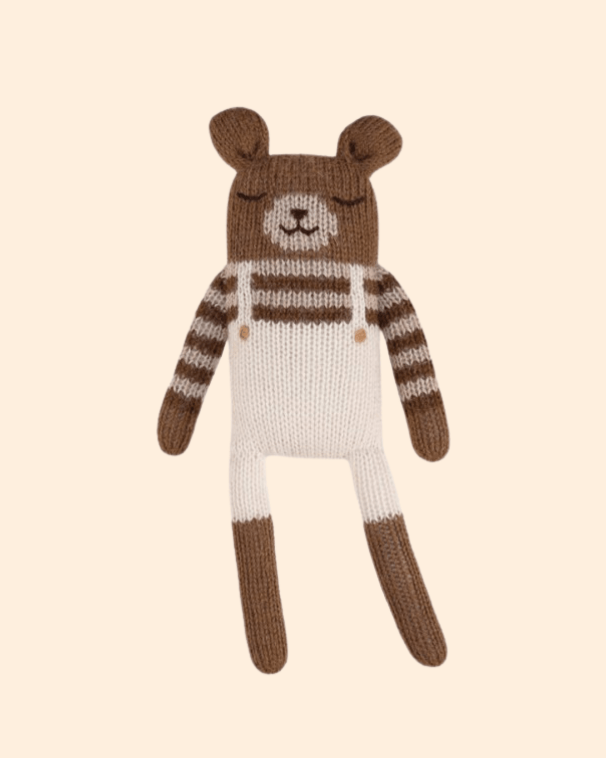 Doudou en laine fait main ourson salopette écrue - main sauvage