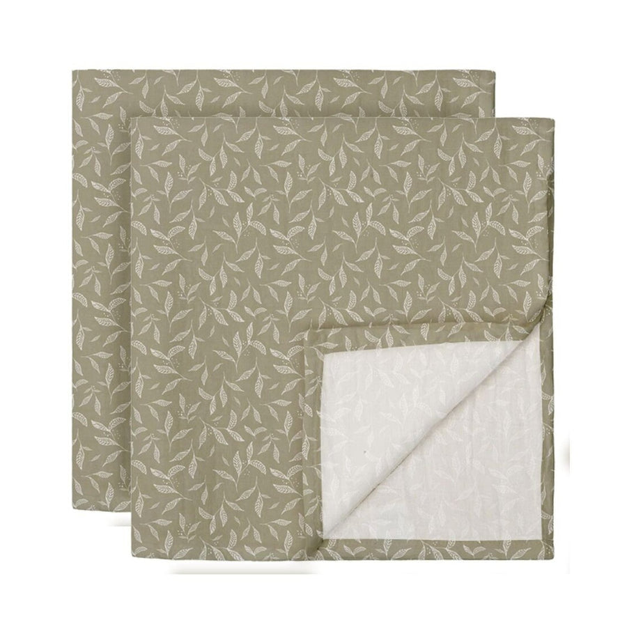 Lange gaze de coton motif leaves - lot de 2