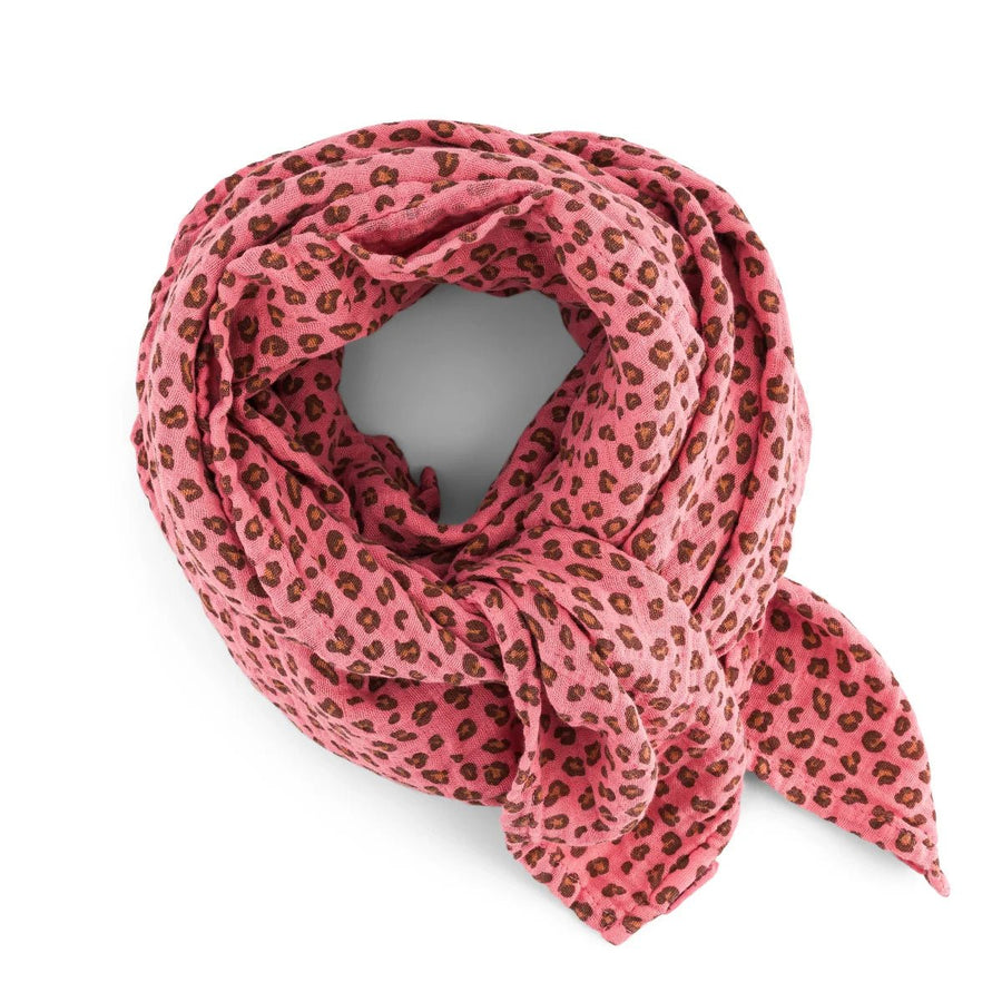 Foulard enfant rose léopard en coton