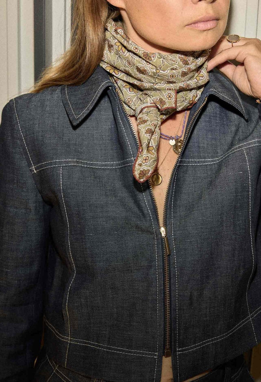 Foulard femme bijou jade en coton