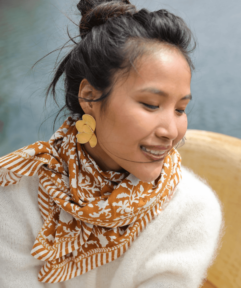 Foulard grand format Kate Caramel