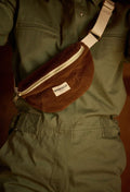 Petit sac banane femme en velours camel - Gabrielle Paris - vue 1