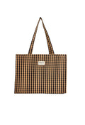 Sac cabas femme 24H en coton Vichy Café - Gabrielle Paris - vue 1