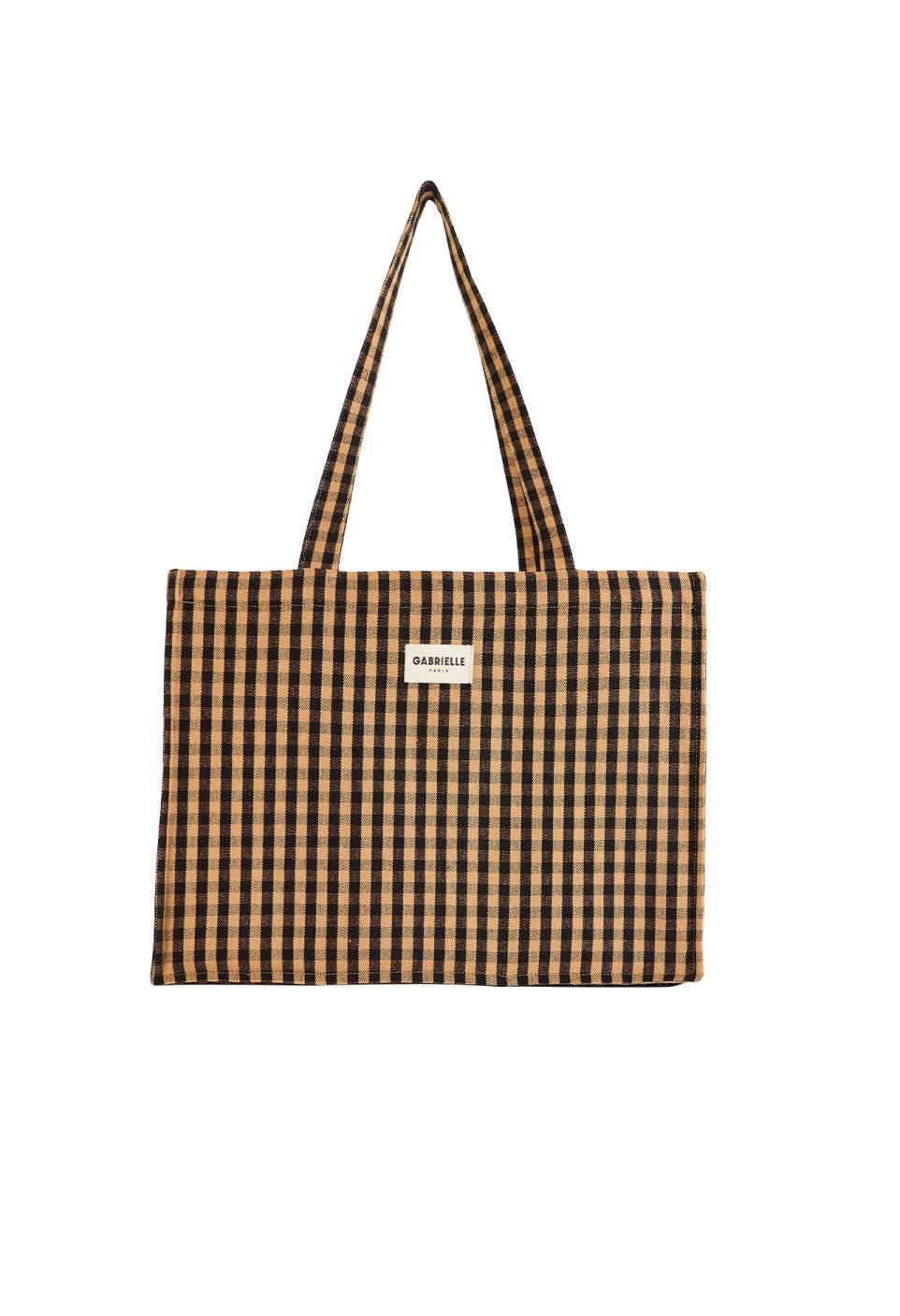 Sac cabas femme 24H en coton Vichy Café - Gabrielle Paris - vue 1
