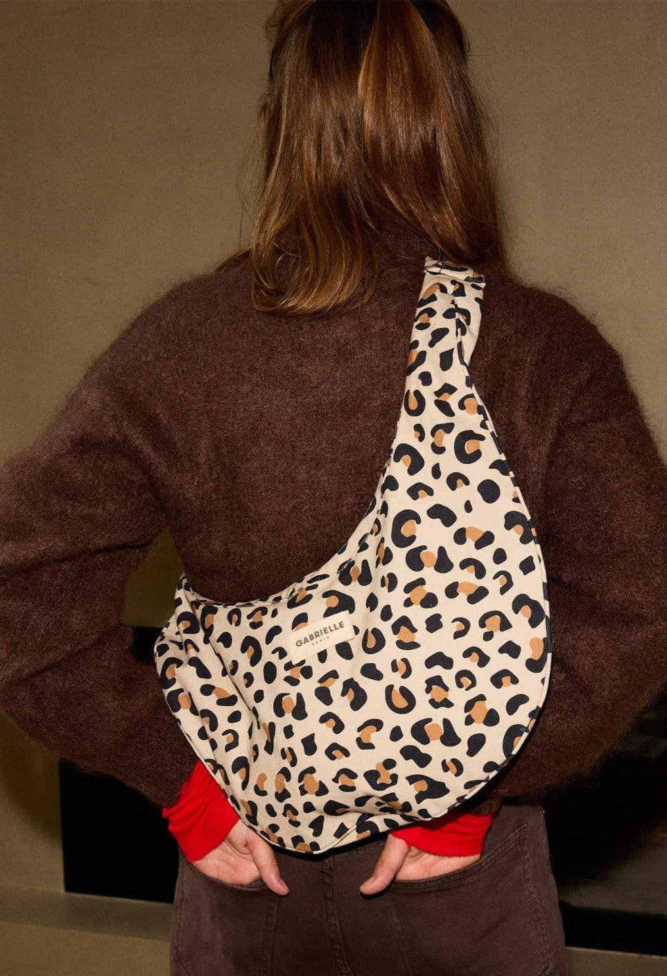 Sac demi-lune femme New B en coton Léopard - Gabrielle Paris - vue 3