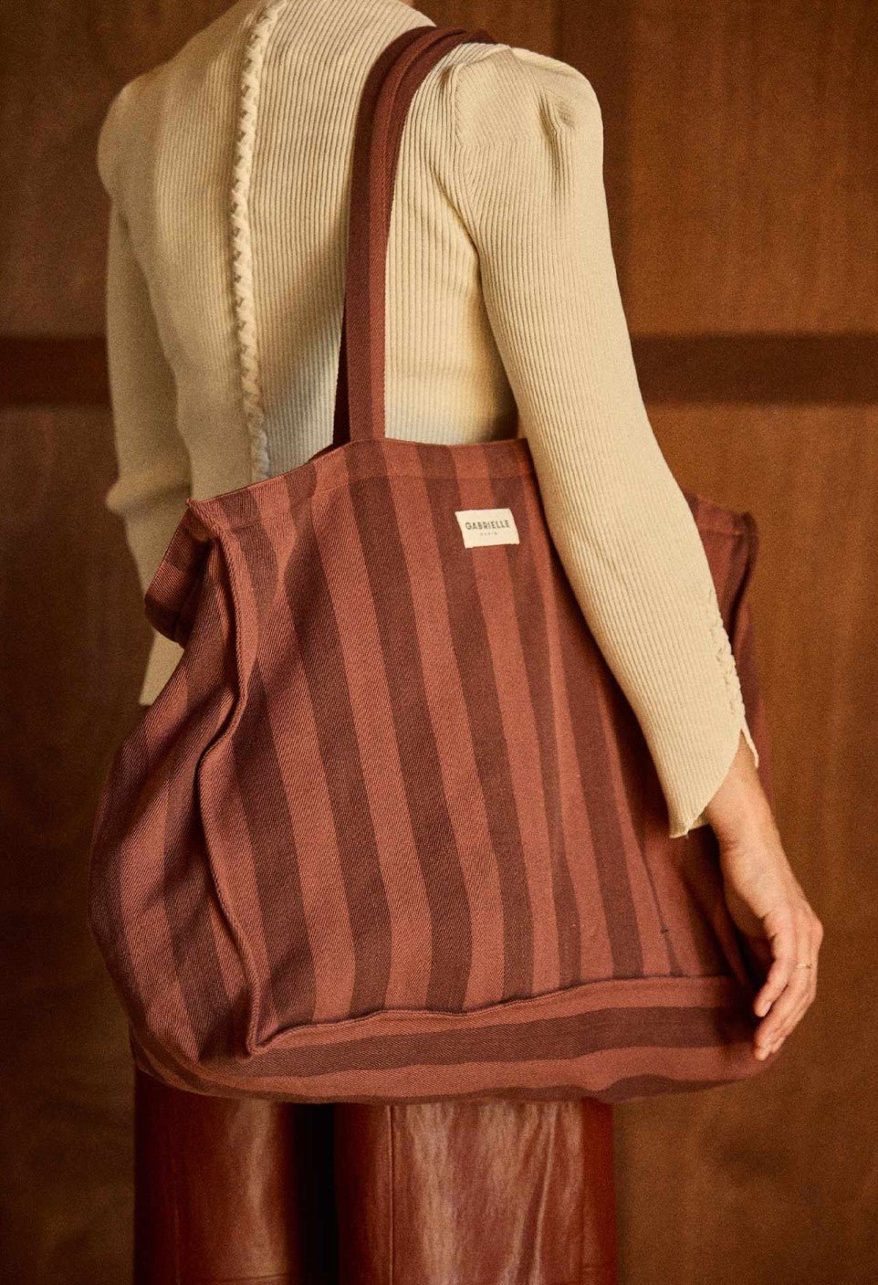 Sac week-end femme en coton à rayures Saint-Honoré, Gabrielle Paris - vue 2