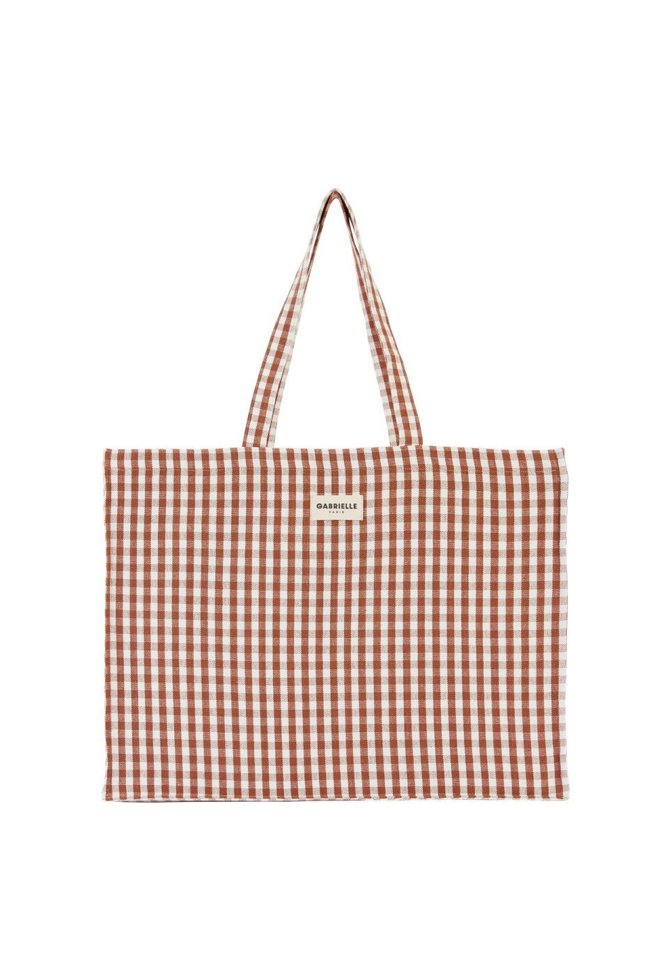 Sac week-end femme en coton vichy moka, Gabrielle Paris