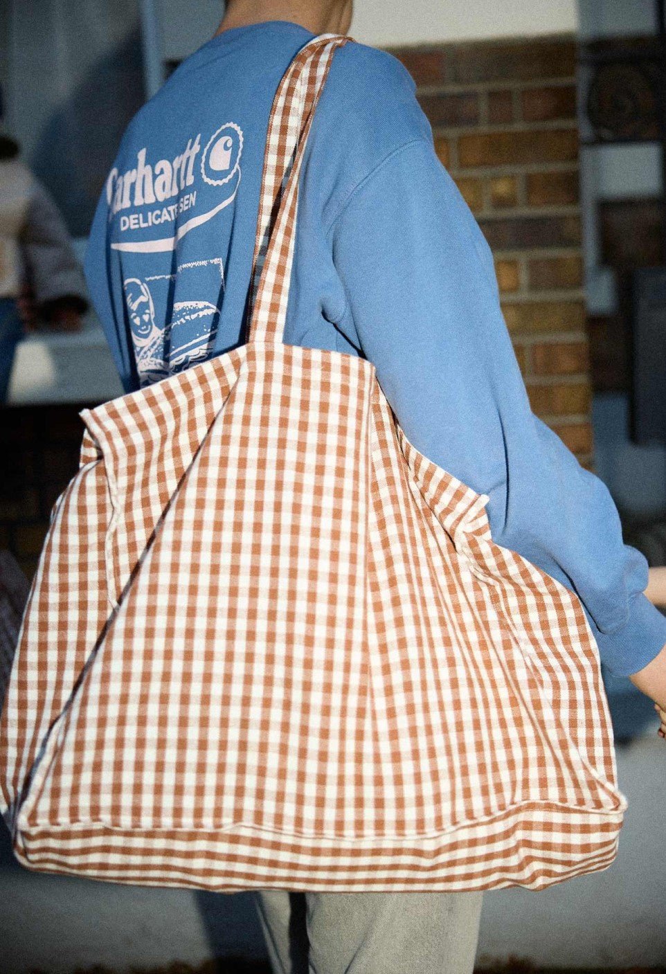 Sac week-end femme en coton vichy moka, Gabrielle Paris - vue 2