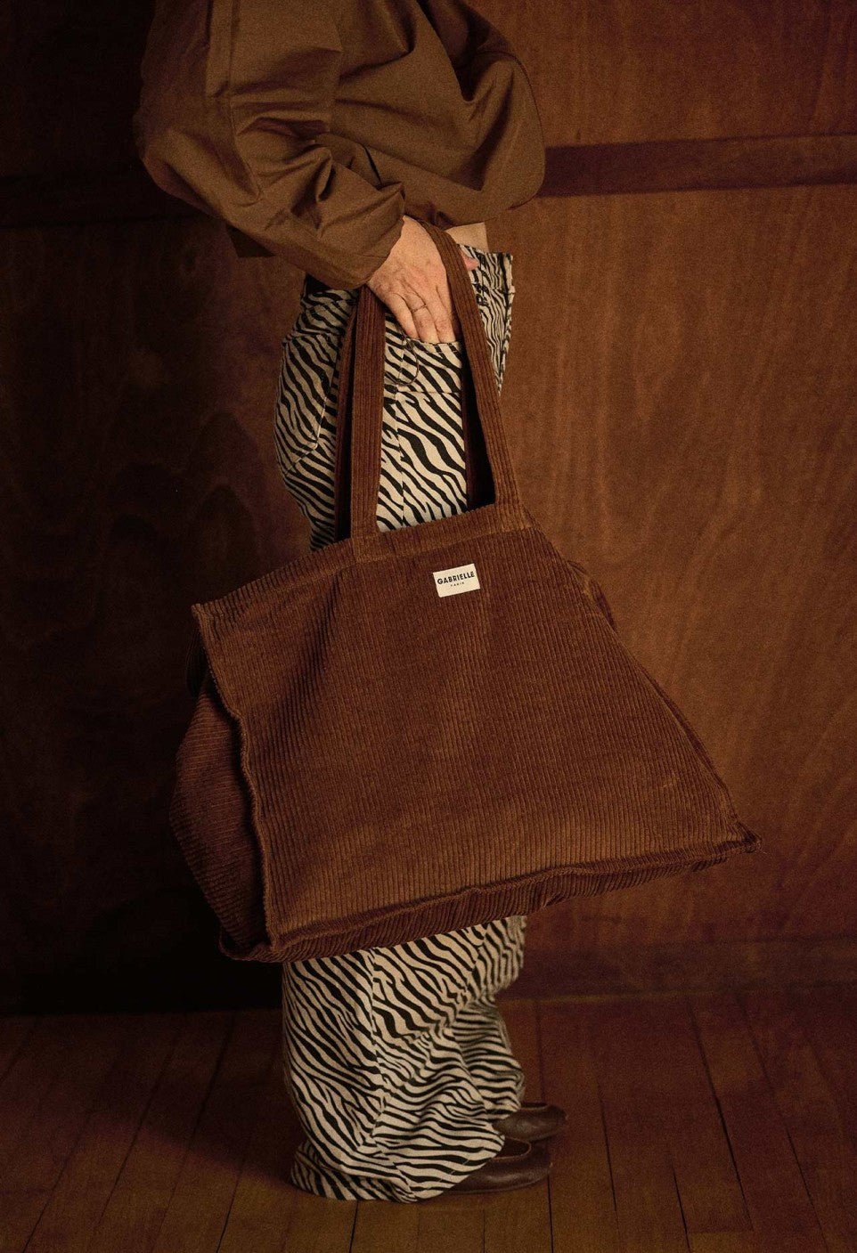 Sac week-end femme en velours camel, Gabrielle Paris