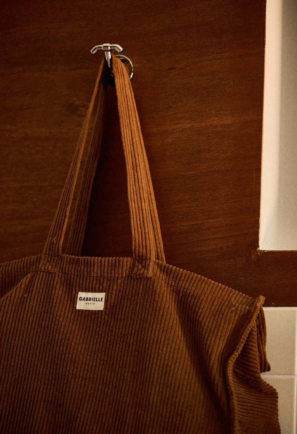 Sac week-end femme en velours camel, Gabrielle Paris - vue 4