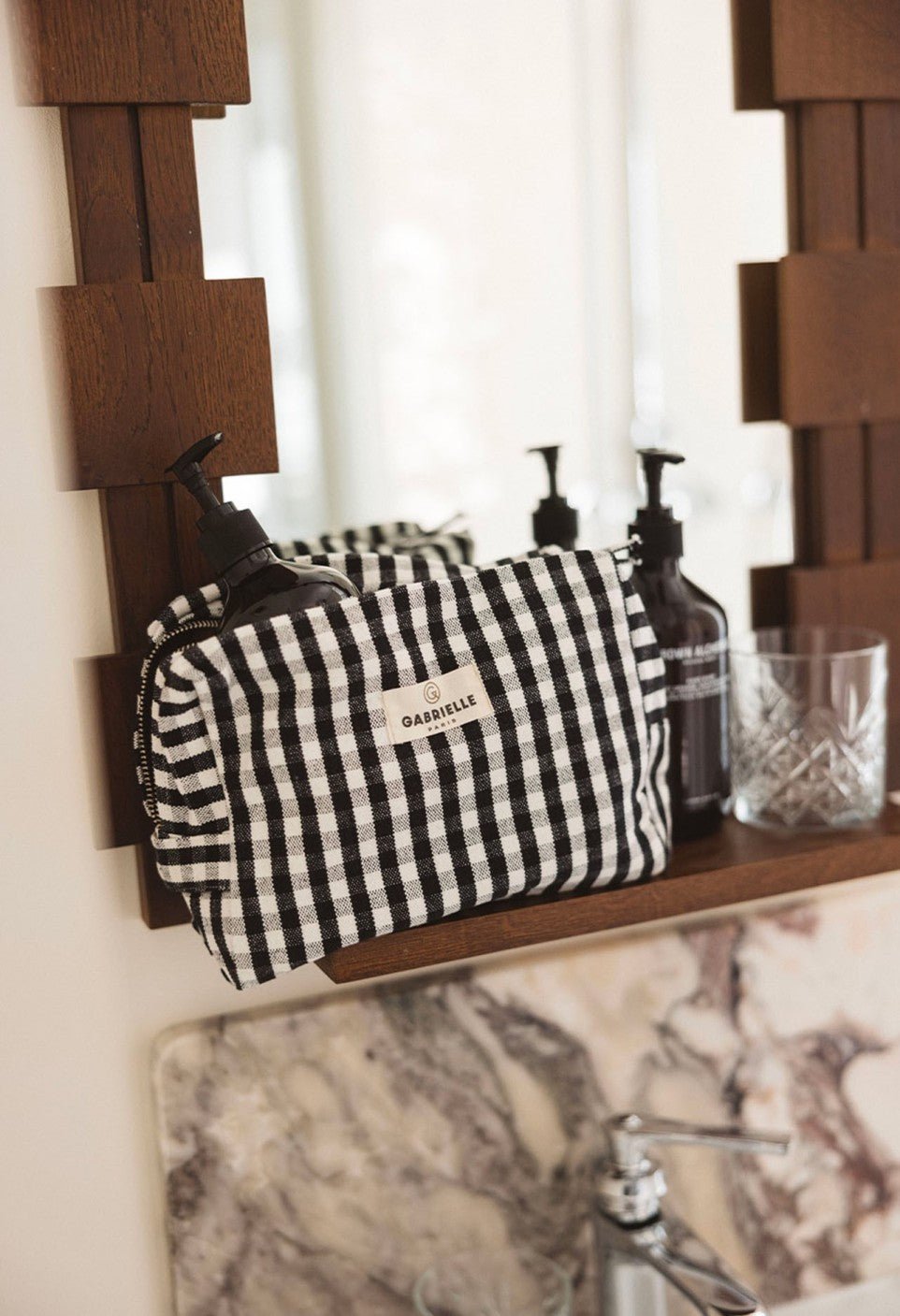 Trousse de toilette en coton Vichy Black - Gabrielle Paris - vue 4