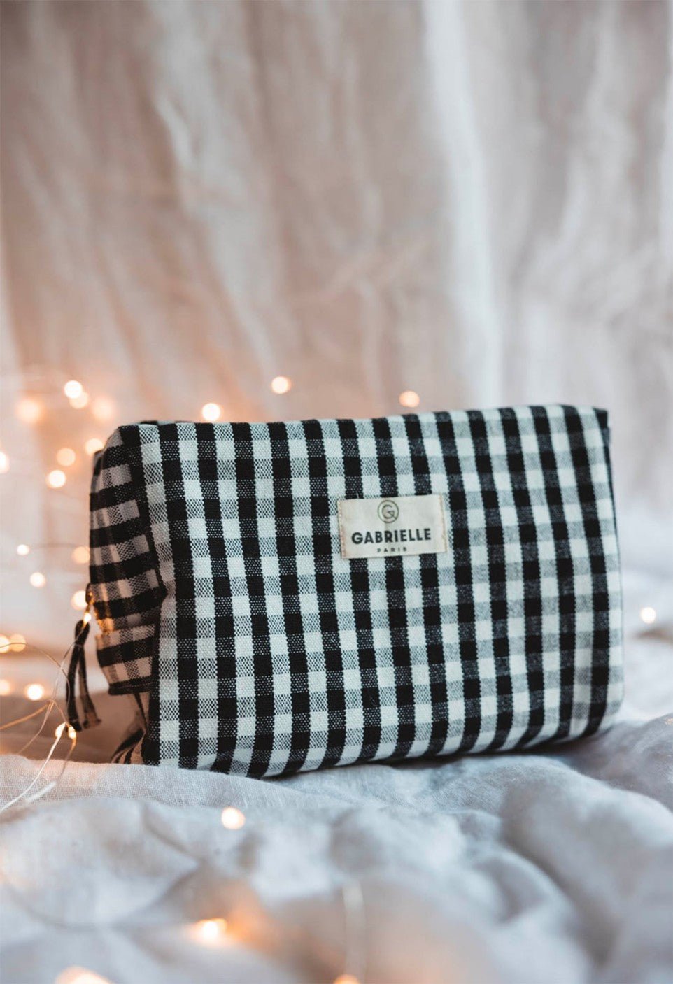 Trousse de toilette en coton Vichy Black - Gabrielle Paris - vue 2