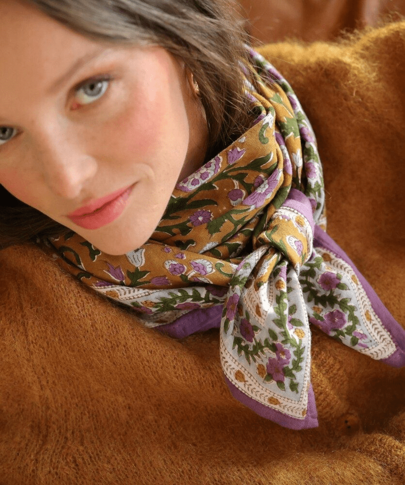 Grand foulard femme Hope Safran en coton
