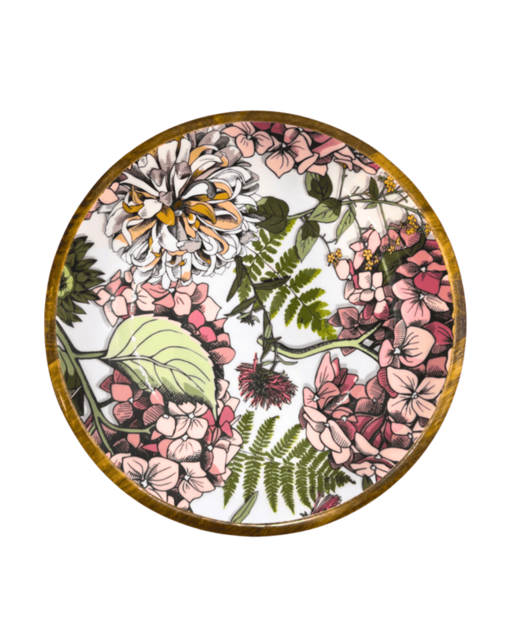 Grand plat de présentation bois de manguier pink hydrangea - by room