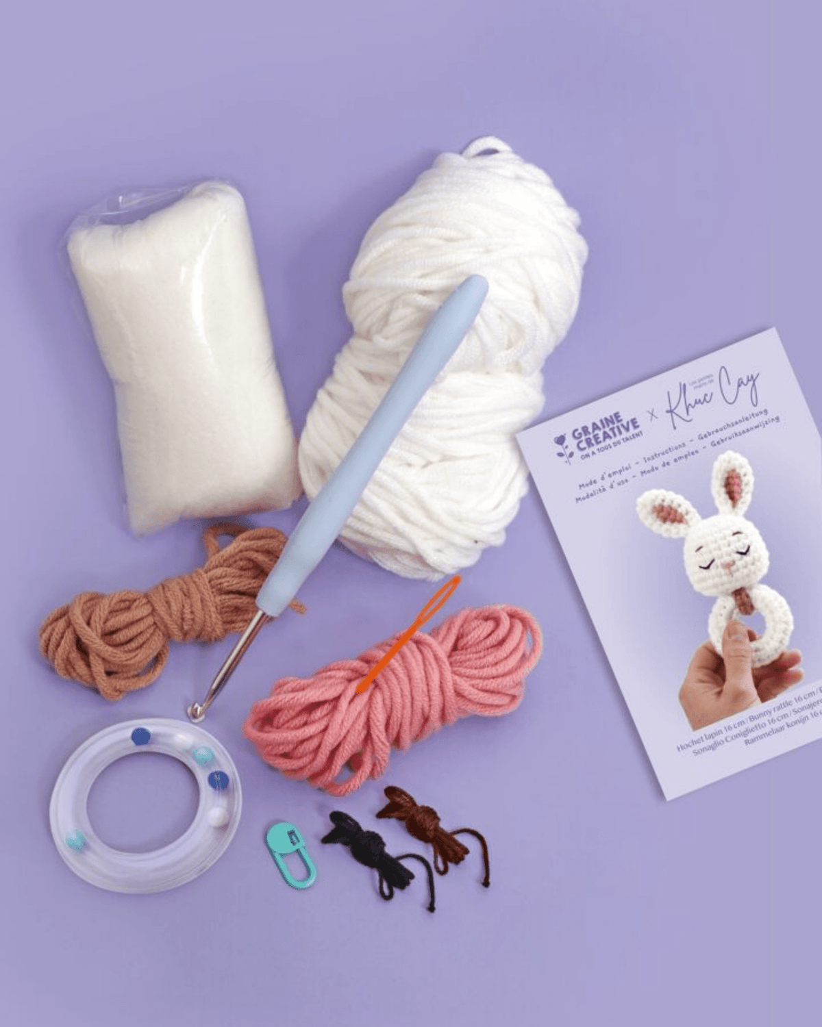 Hochet crochet lapin - kit graine créative