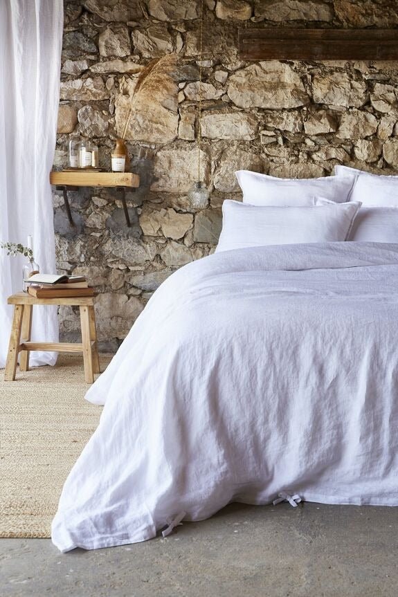 Housse de couette lin lavé soline craie
